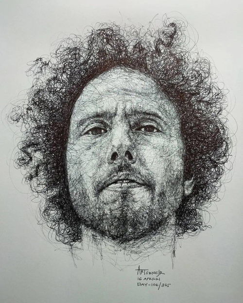 一個不用直線畫肖像的素描高手