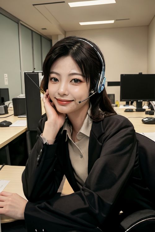 工作場所女性客服人物肖像攝影圖 攝影圖